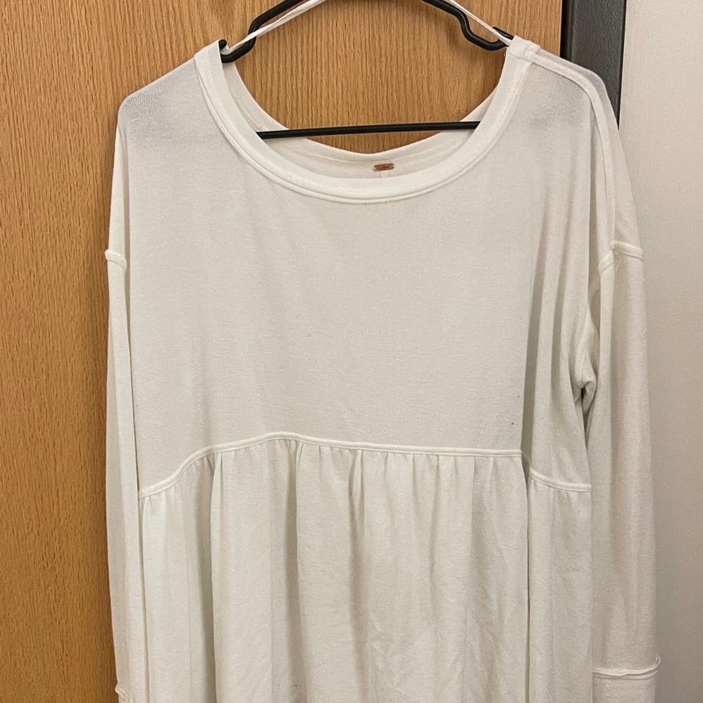 FREE PEOPLE white babydoll long sleeve